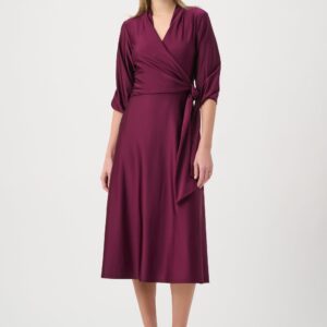 Elderberry Knit Satin Wrap Dress