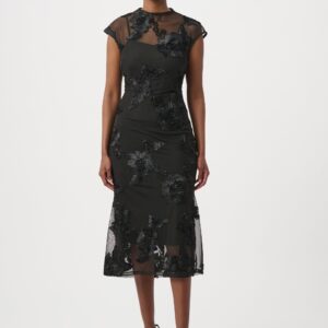 Black Embellished Trumpet Dress