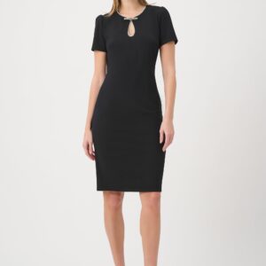 Black Embellished Bow Neckline Dress