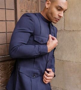 Night Blue Cotton Blend Suit