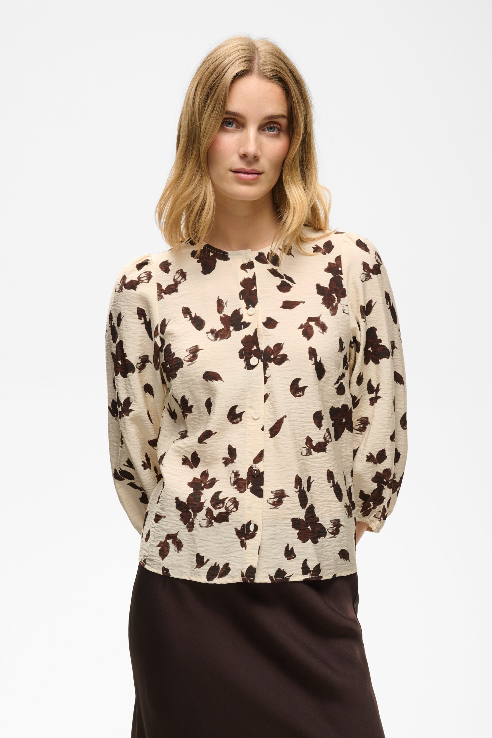 Oatmeal Feather Print Shirt