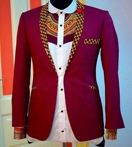 Burgundy Three Piece Ankara Suit