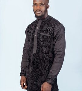 Black Velvet Blend Dress Shirt