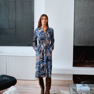 Navy Print Shirt Dress