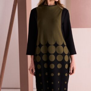 Black and Avocado Spot Print Dress