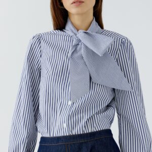 White and Blue Pattern Blouse
