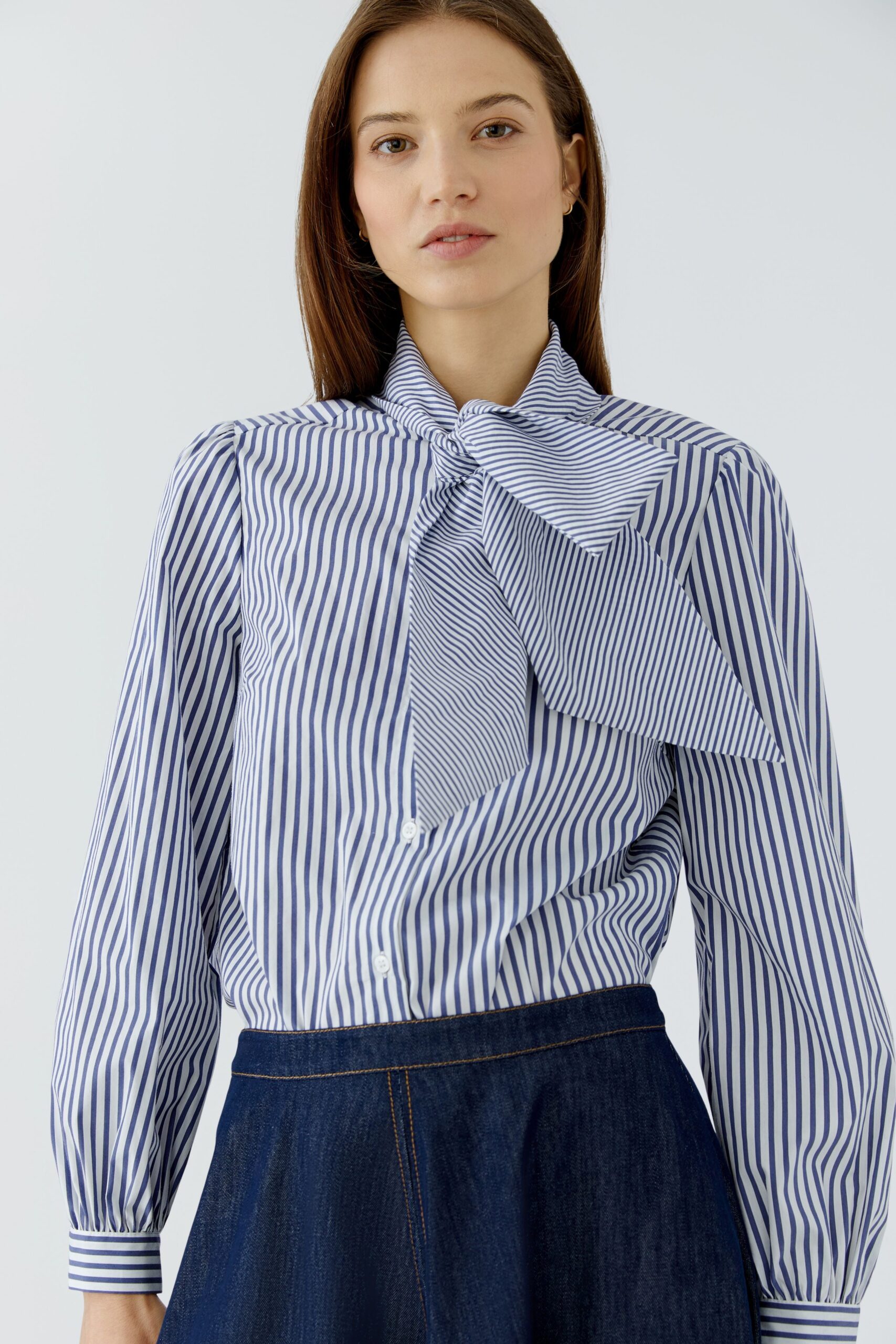 White and Blue Pattern Blouse