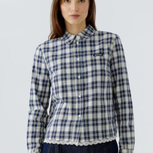White and Blue Printed Blouse
