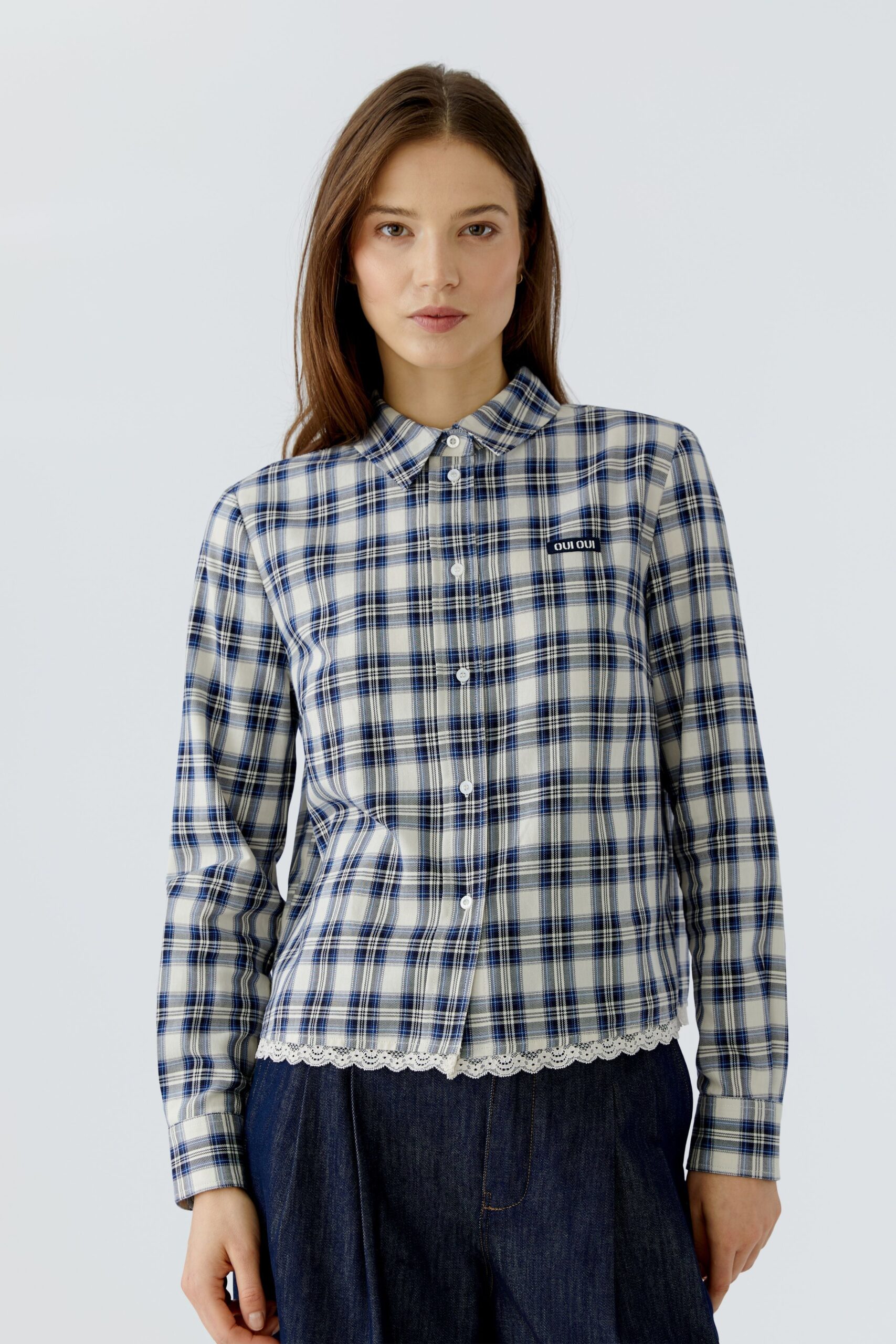White and Blue Printed Blouse