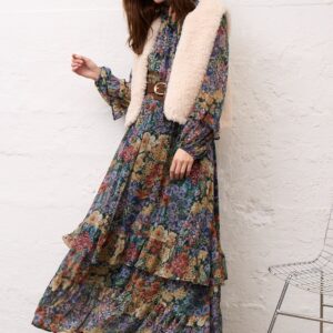 Lilac and Yellow Print Dress