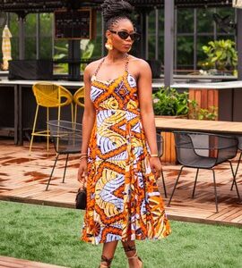 African Print Halter Dress